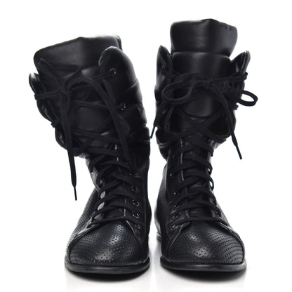 Chanel Perforated Lambskin High Top CC Sneaker Boots 38 Black 2 of 6