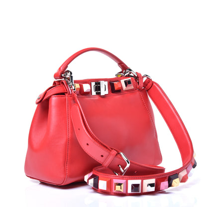 Fendi Nappa Studded Mini Peekaboo Iconic Satchel Fiamma Multicolor 3 of 10