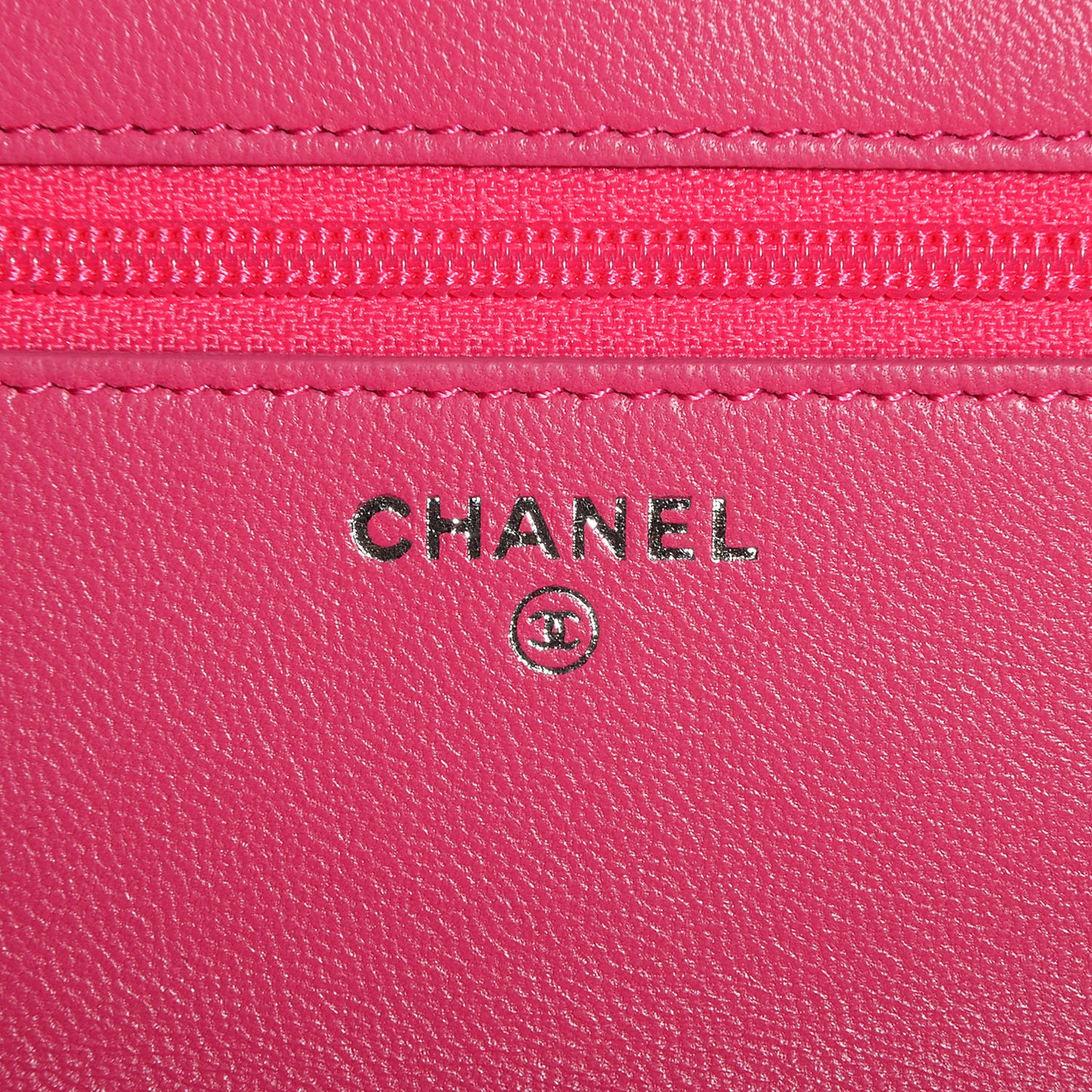 Lambskin Quilted Wallet On Chain WOC Dark Pink