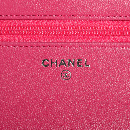 Chanel Lambskin Quilted Wallet On Chain WOC Dark Pink 6 of 9