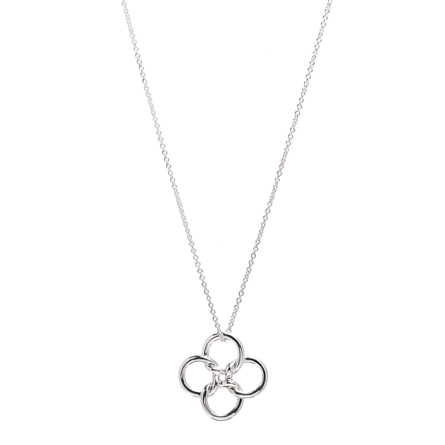 Tiffany Sterling Silver Elsa Peretti Quadrifoglio Pendant Necklace 1 of 4