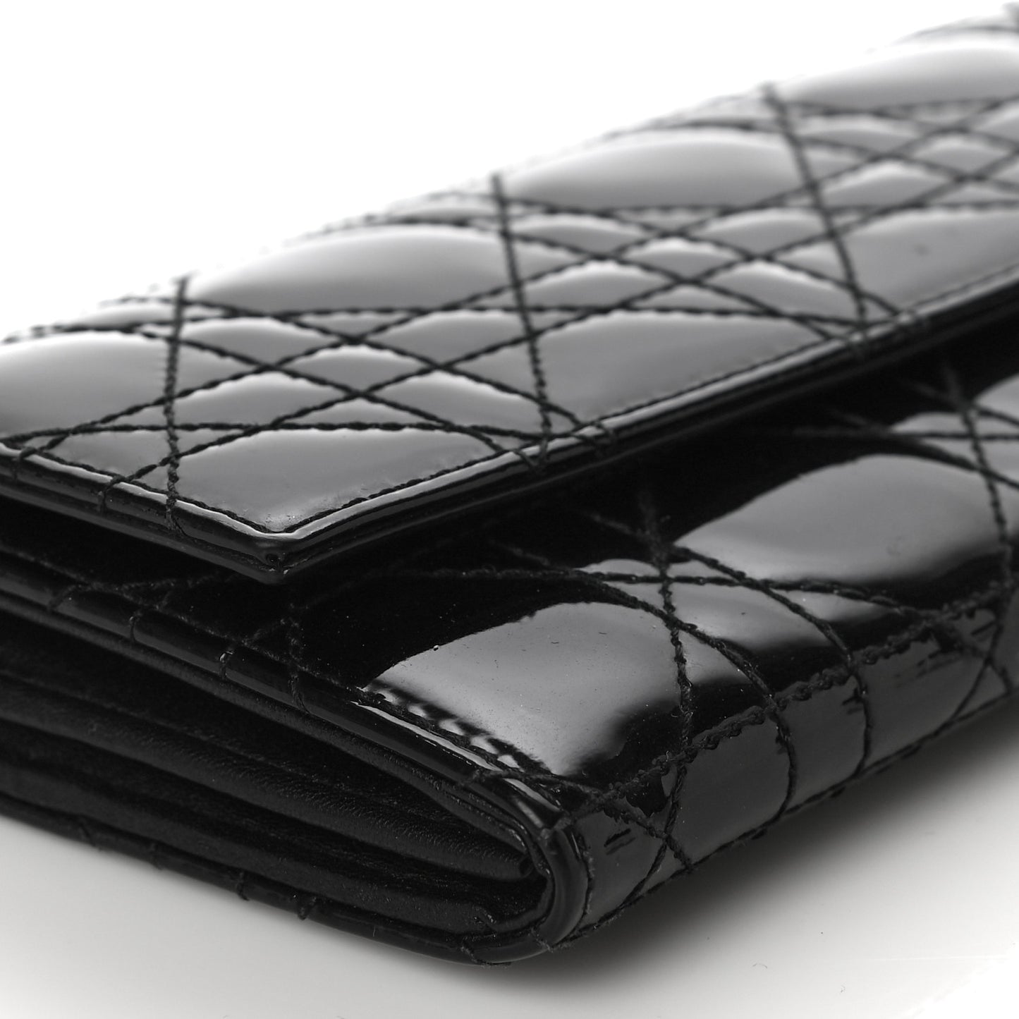 Patent Cannage Lady Dior Rendezvous Wallet On Chain Black