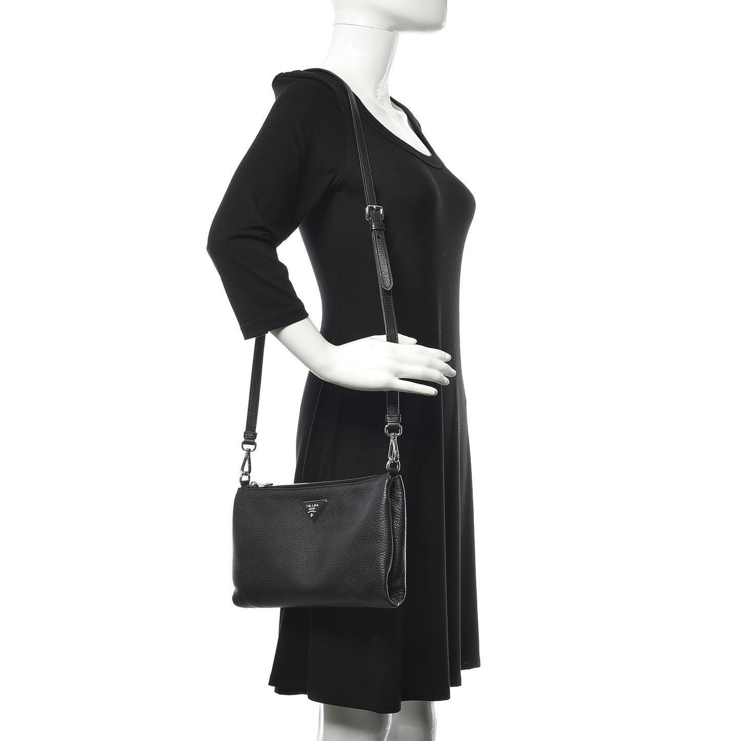 Vitello Daino Crossbody Bag Black
