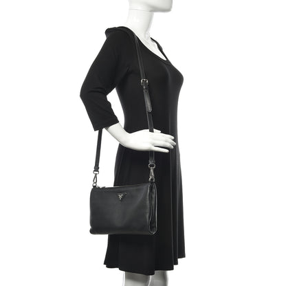 Prada Vitello Daino Crossbody Bag Black 2 of 11