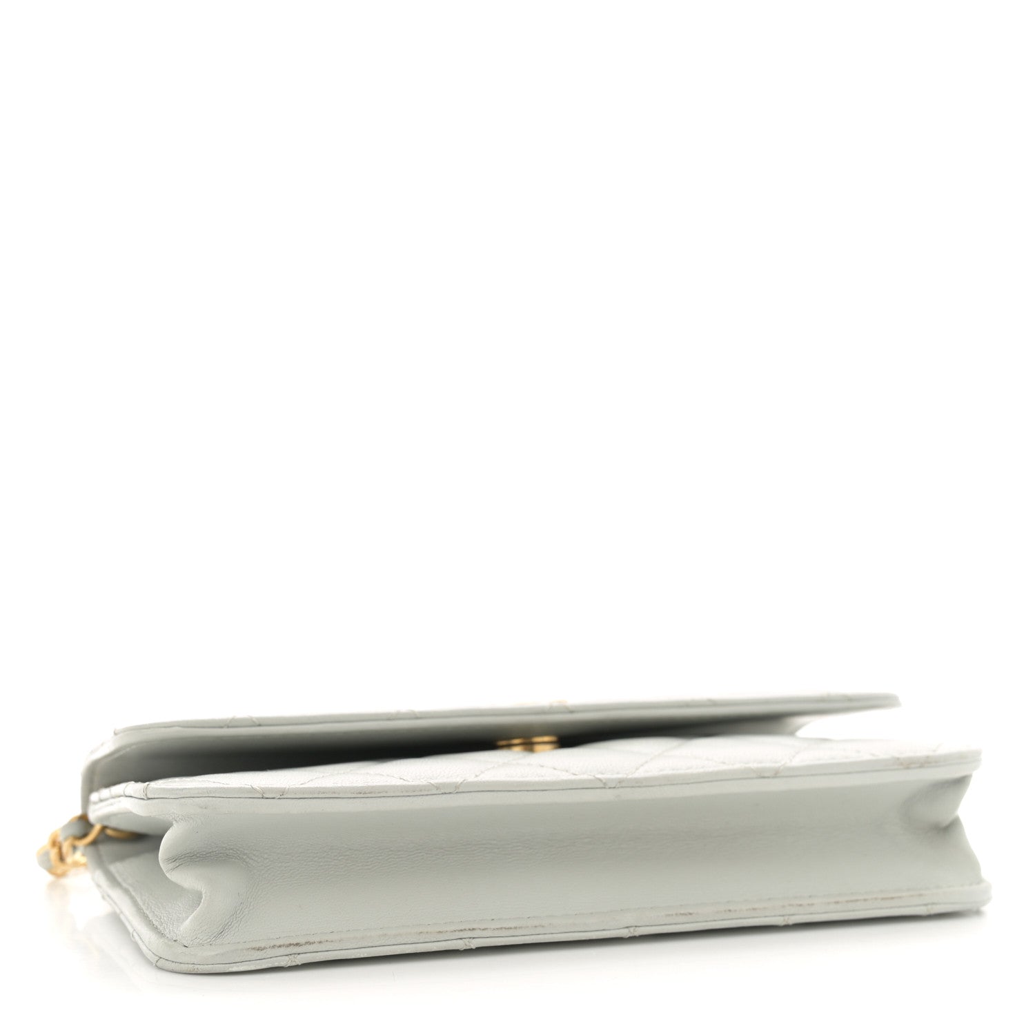 Chanel Lambskin Pearl Crush Quilted Flap Phone Holder With Chain Light Grey 4 of 16