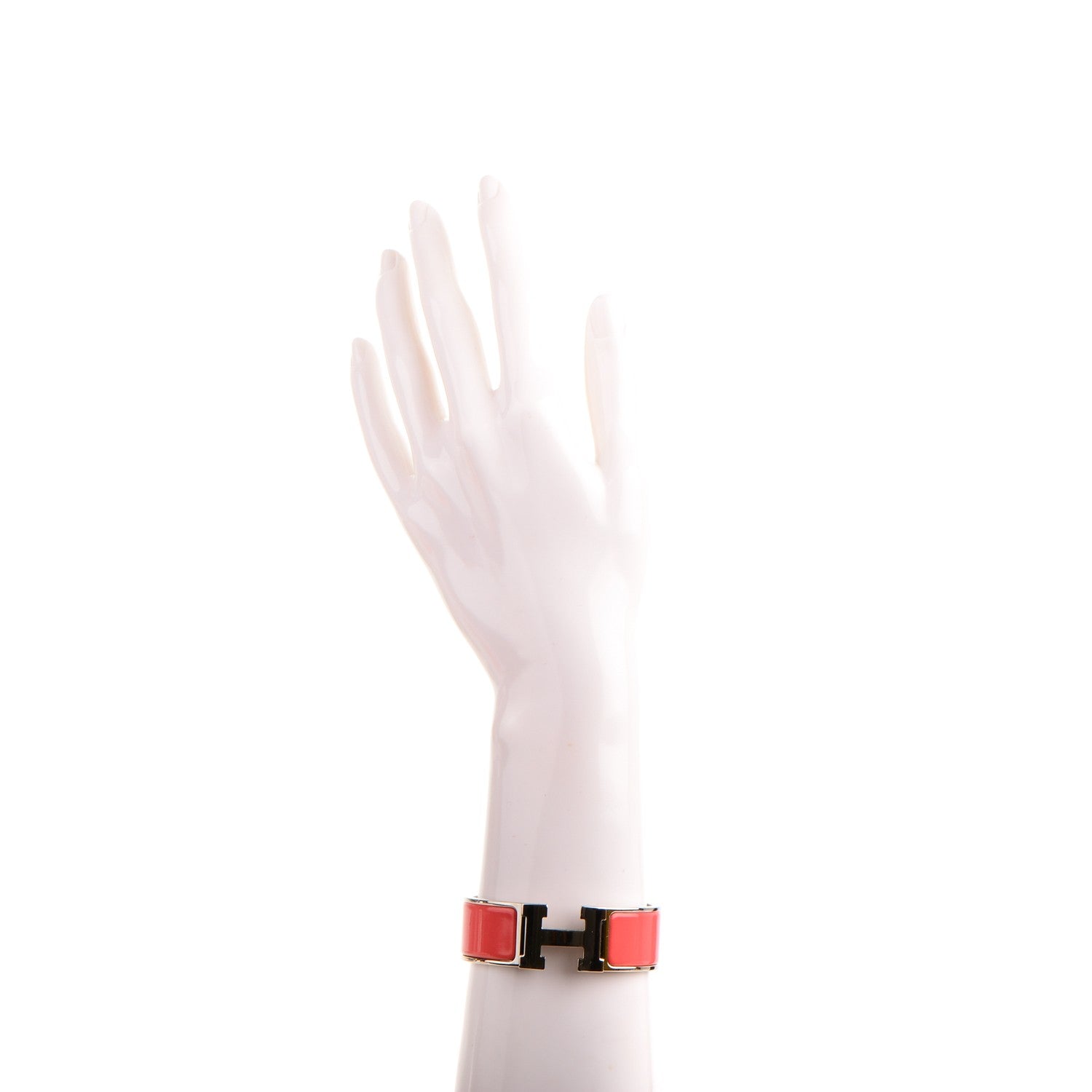 Hermes Enamel Wide Clic Clac H Bracelet PM Rouge Corail 2 of 4