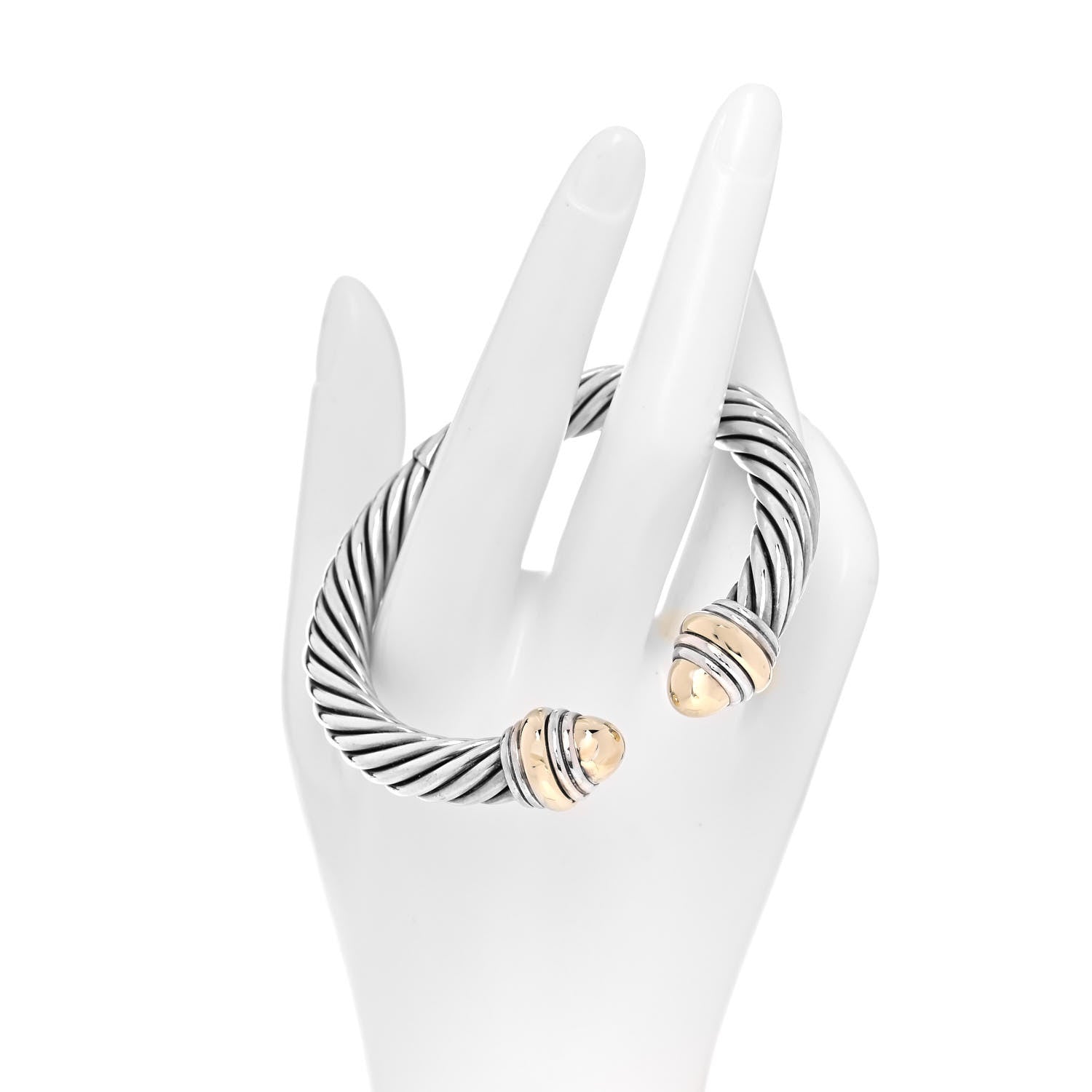 David Yurman Sterling Silver 14K Yellow Gold 10mm Cable Classics Bracelet 2 of 6