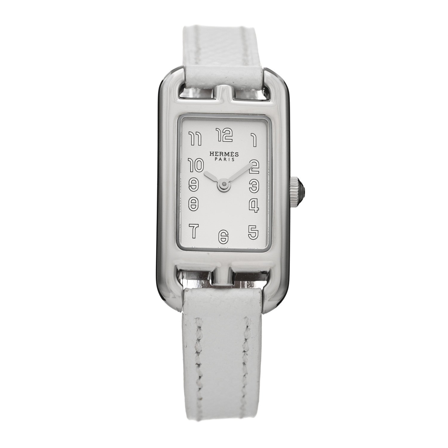 Hermes Stainless Steel Epsom 17mm Nantucket Quartz Watch Blanc 1 of 5