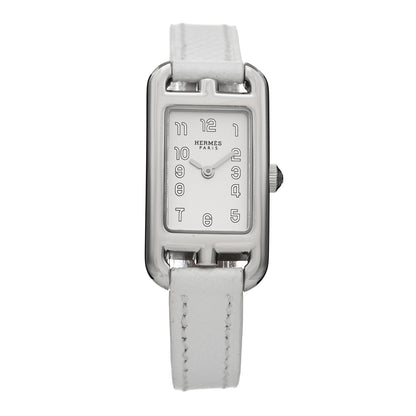 Hermes Stainless Steel Epsom 17mm Nantucket Quartz Watch Blanc 1 of 5