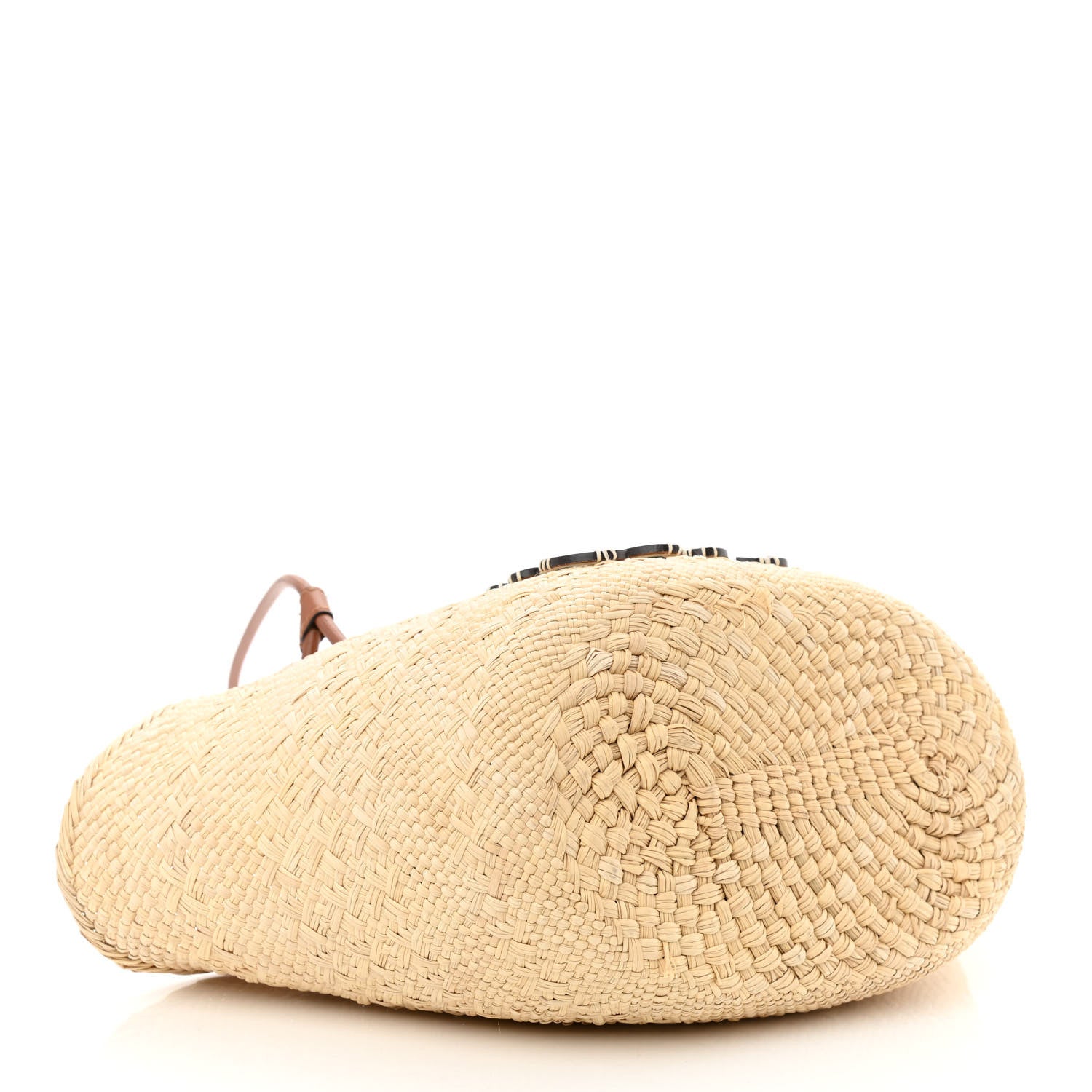 Loewe Calfskin Raffia Small Anagram Basket Tote Bag Natural Tan 3 of 11