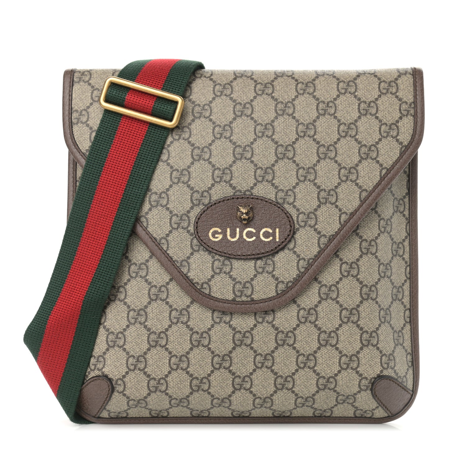 GG Supreme Monogram Web Medium Neo Vintage Flap Messenger Bag Beige New Acero