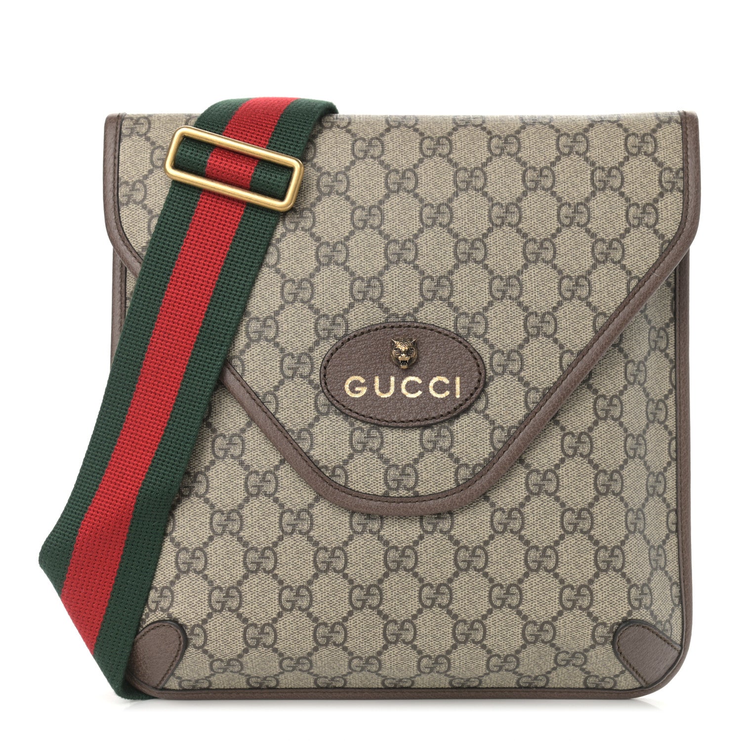 Gucci GG Supreme Monogram Web Medium Neo Vintage Flap Messenger Bag Beige New Acero 1 of 9