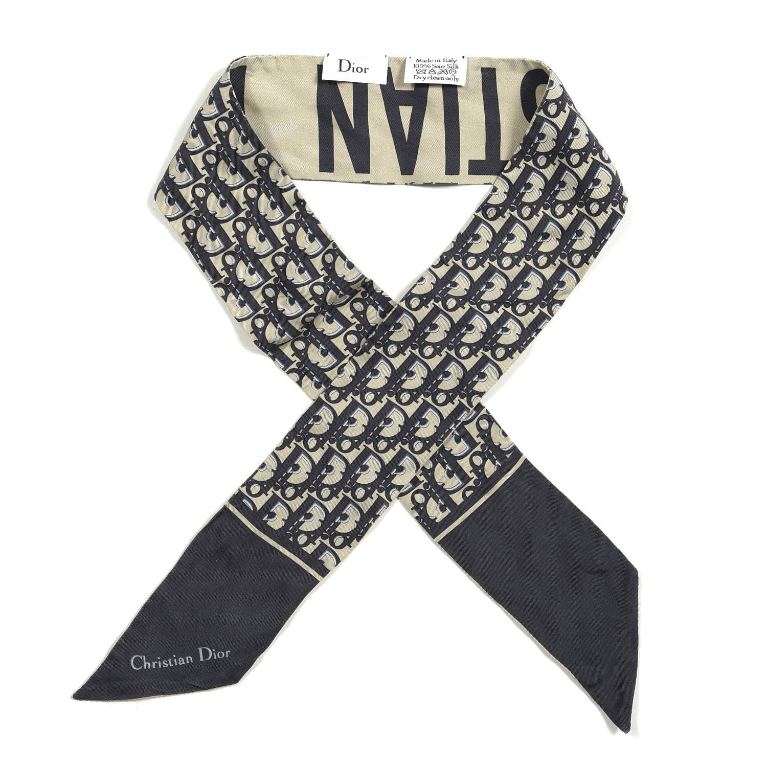 Christian Dior Silk Oblique Mitzah Scarf Blue 1 of 4