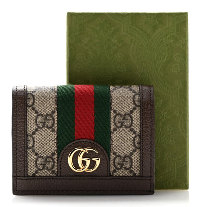 Gucci GG Supreme Monogram Web Ophidia Card Case Beige New Acero 10 of 10