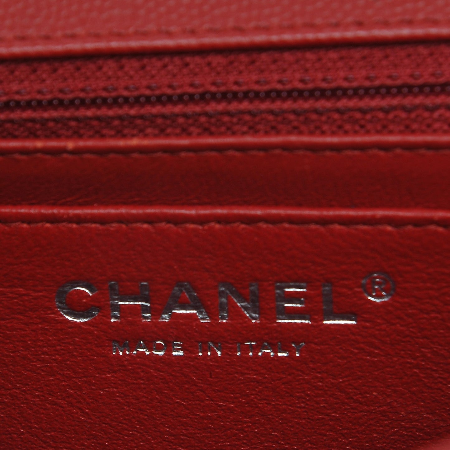 Caviar Chevron Quilted Mini Square Flap Dark Red