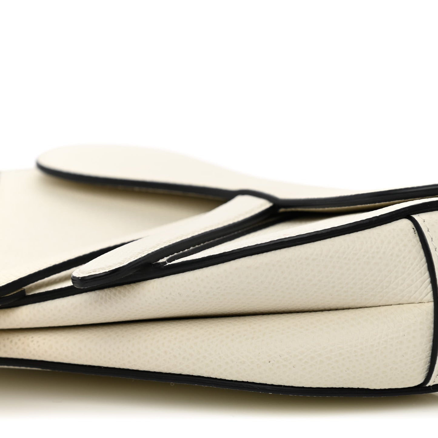 Grained Calfskin Mini Saddle Bag White