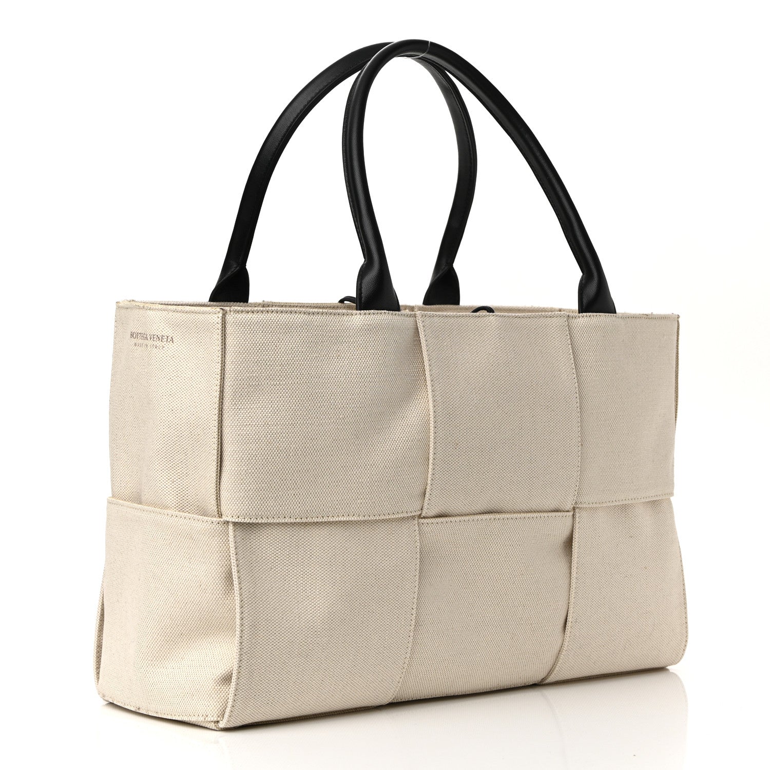 Bottega Veneta Canvas Maxi Intrecciato Medium Arco Tote Beige Black 4 of 10