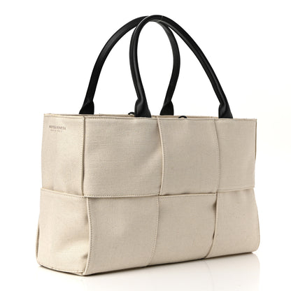 Bottega Veneta Canvas Maxi Intrecciato Medium Arco Tote Beige Black 4 of 10