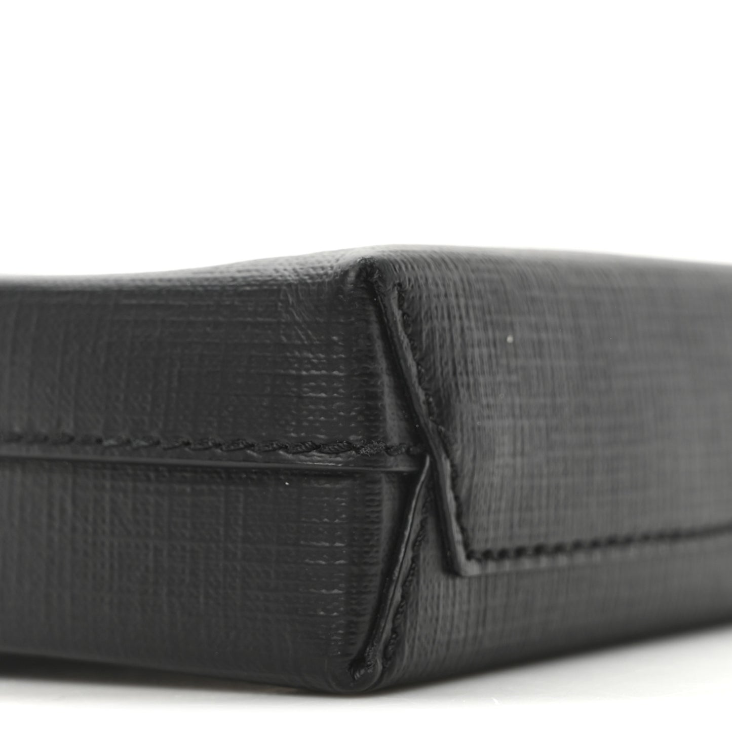 Squared Calfskin Logo Shopping Phone Holder Bag Black
