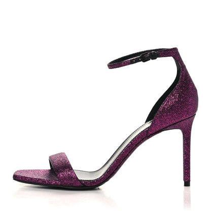 Saint Laurent Glitter Amber 85 Ankle Strap Sandals 39 Fuchsia 1 of 10