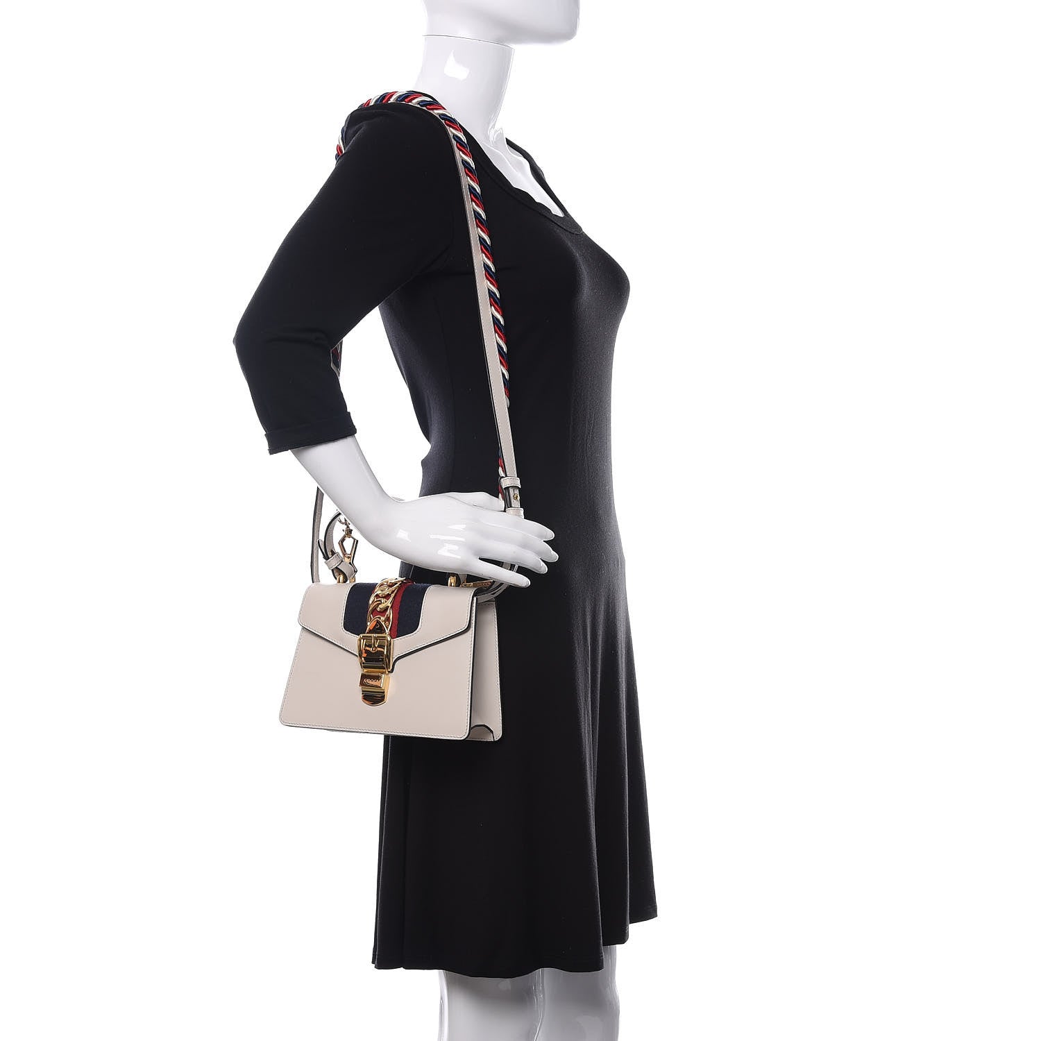 Gucci Calfskin Mini Sylvie Top Handle Bag White 2 of 10