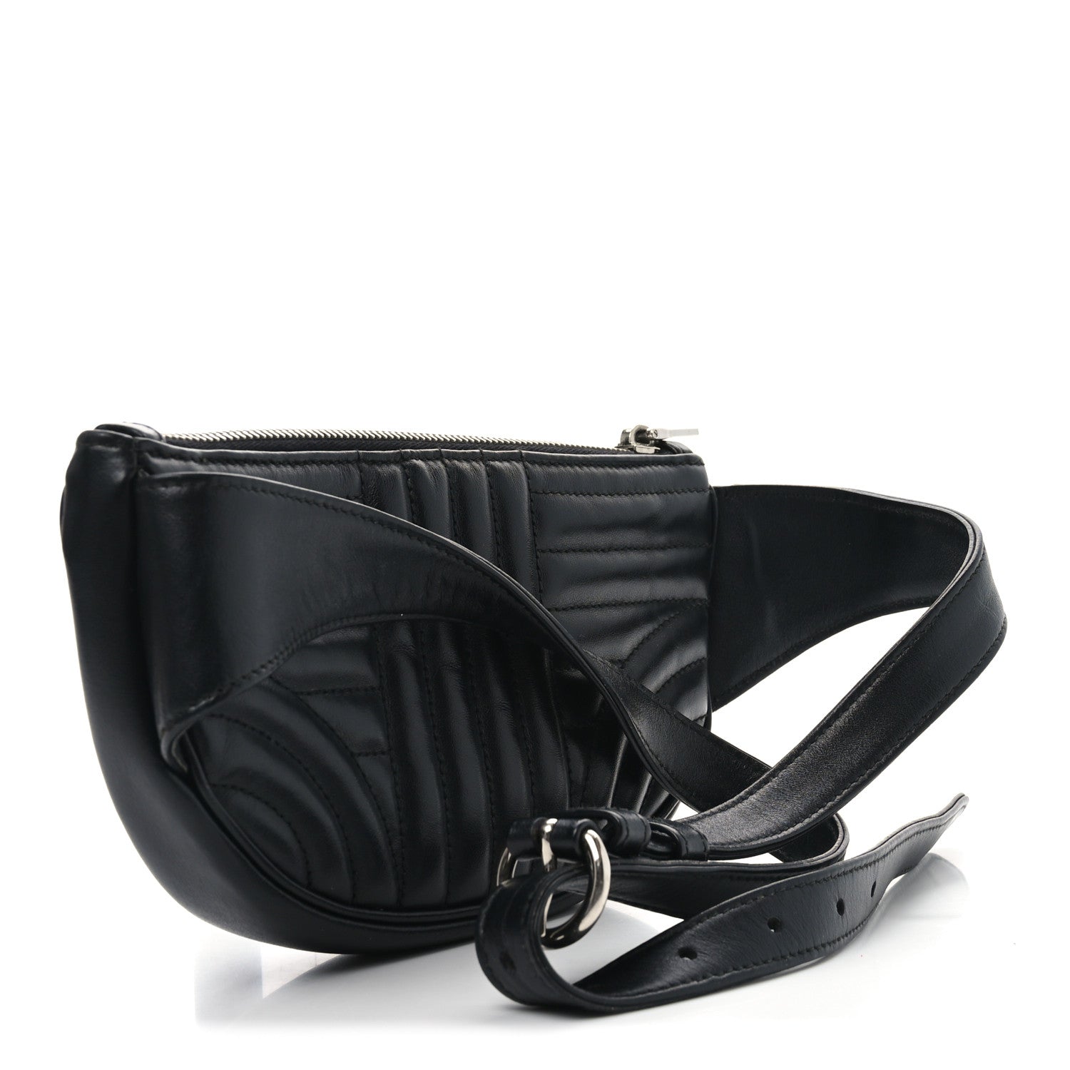 Prada Soft Calfskin Impunture Diagramme Belt Bag Black 3 of 10
