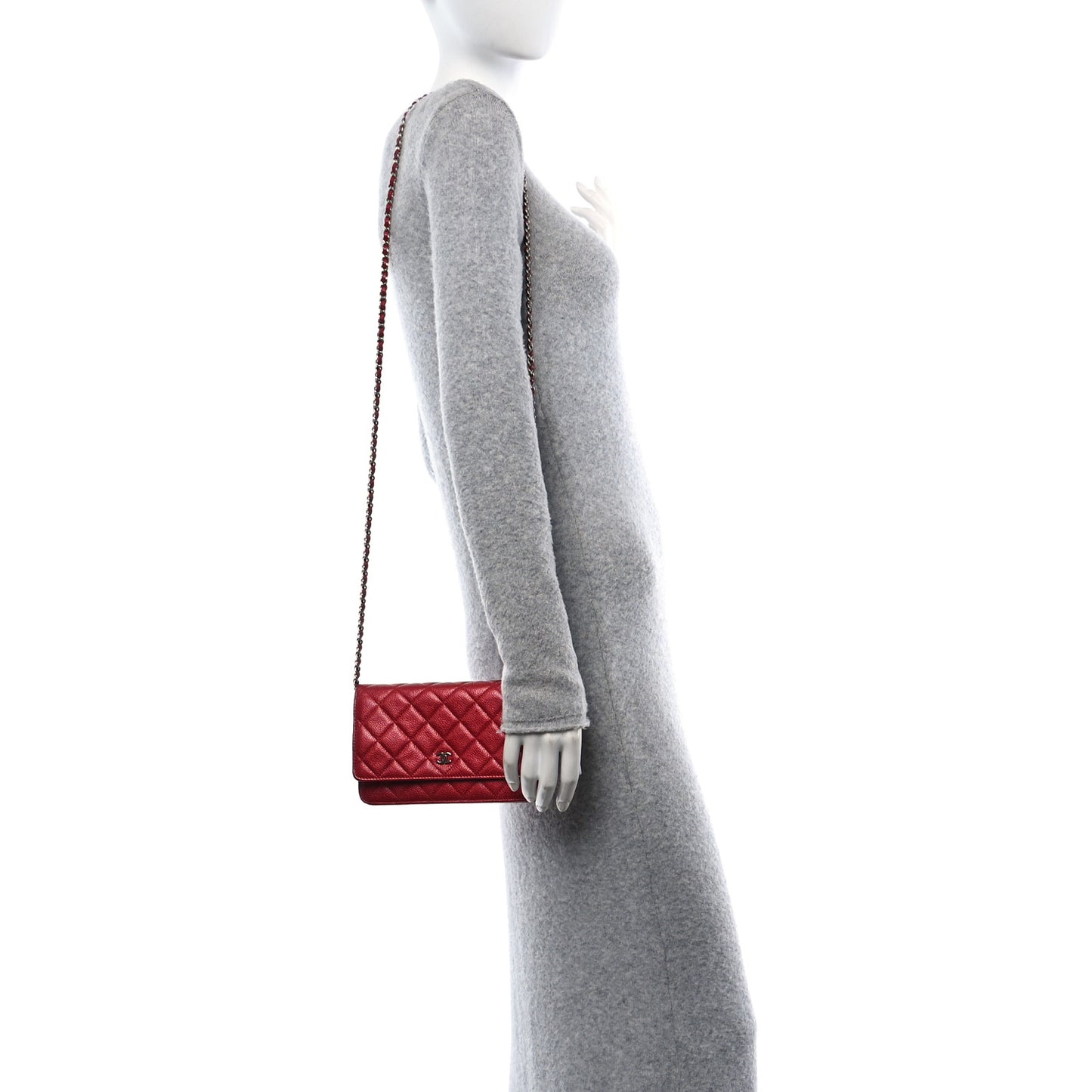 Caviar Quilted Wallet On Chain WOC Red