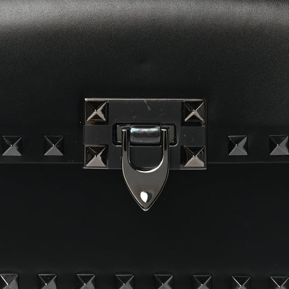 Valentino Garavani Smooth Calfskin Enamel Tonal Small Rockstud23 Shoulder Bag Black 7 of 9