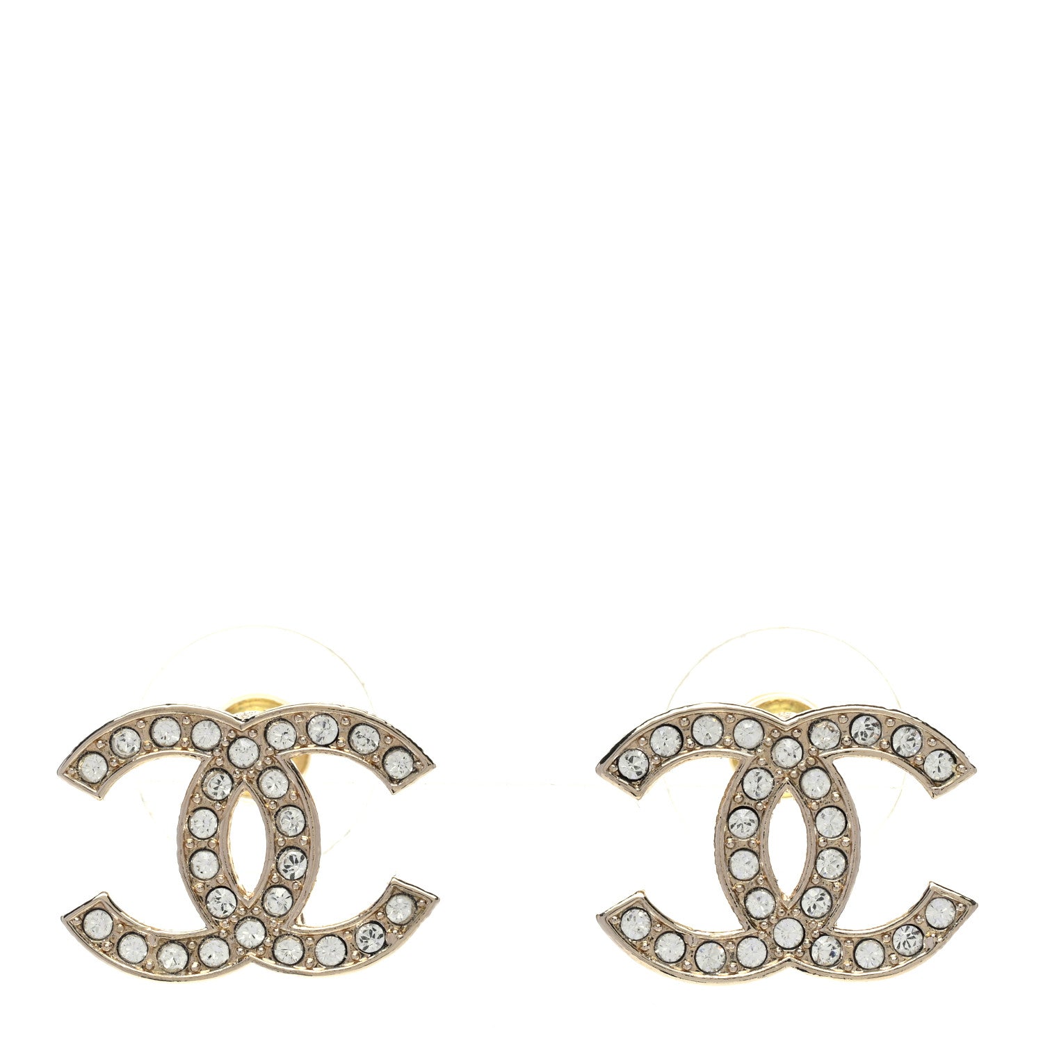 Chanel Crystal CC Earrings Gold 1 of 5