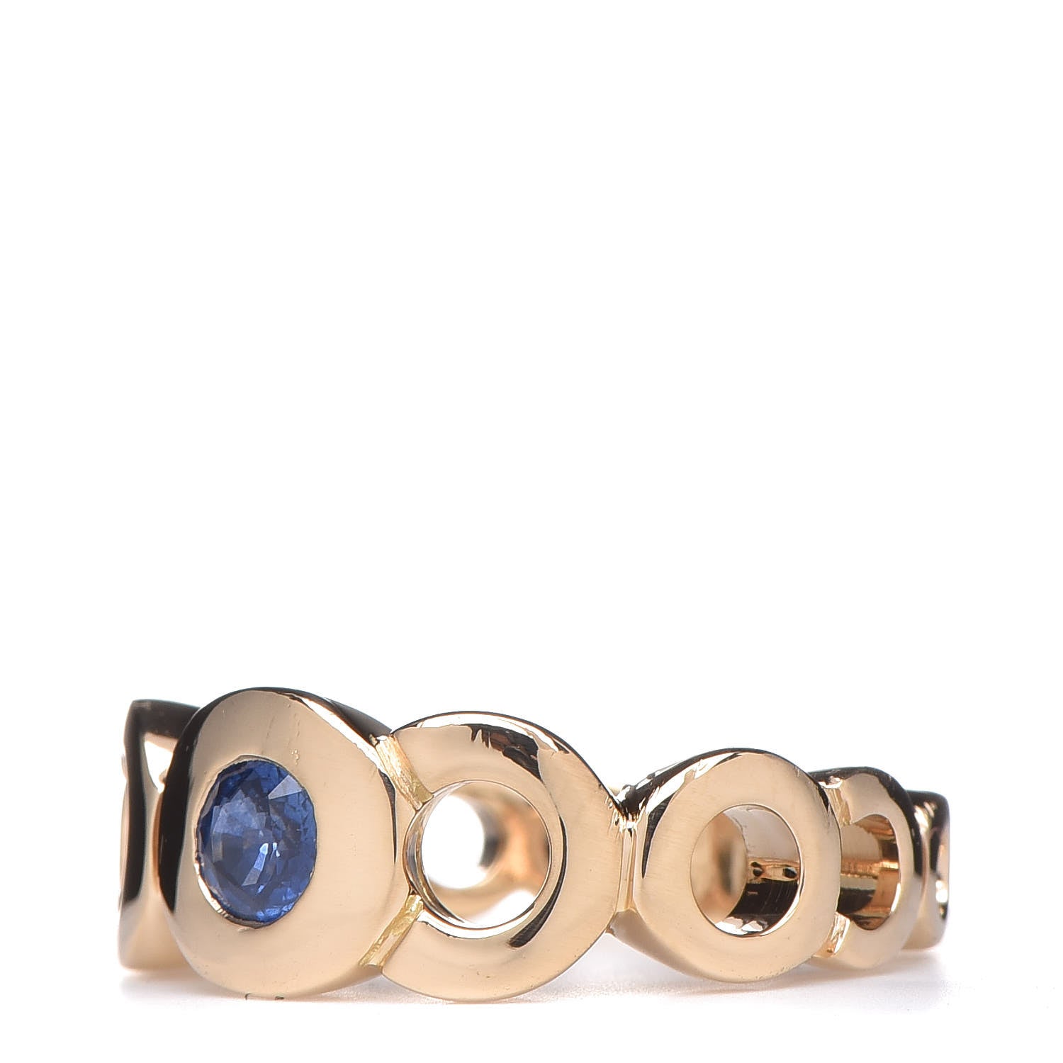 Chanel 18K Yellow Gold Blue Sapphire Coco Band Ring 50 5.25 4 of 5