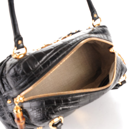 Gucci Crocodile Large Wave Boston Black 5 of 7