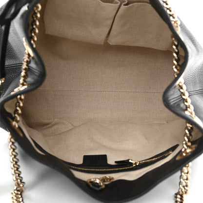 Gucci Pebbled Calfskin Medium Soho Chain Shoulder Bag Black 5 of 10
