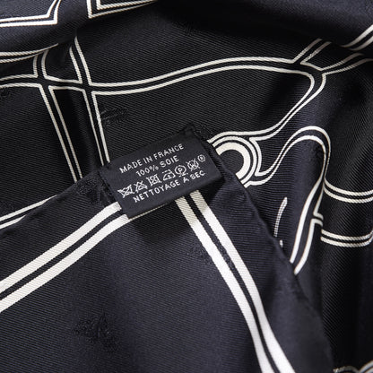 Hermes Silk Quadrige Au Fil Scarf 70 Black Creme 6 of 6
