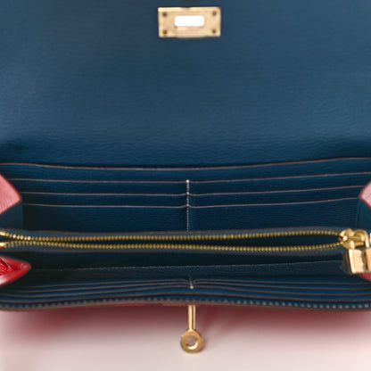 Hermes Epsom Verso Kelly Longue Wallet Rouge Casaque Bleu Thalassa 5 of 15