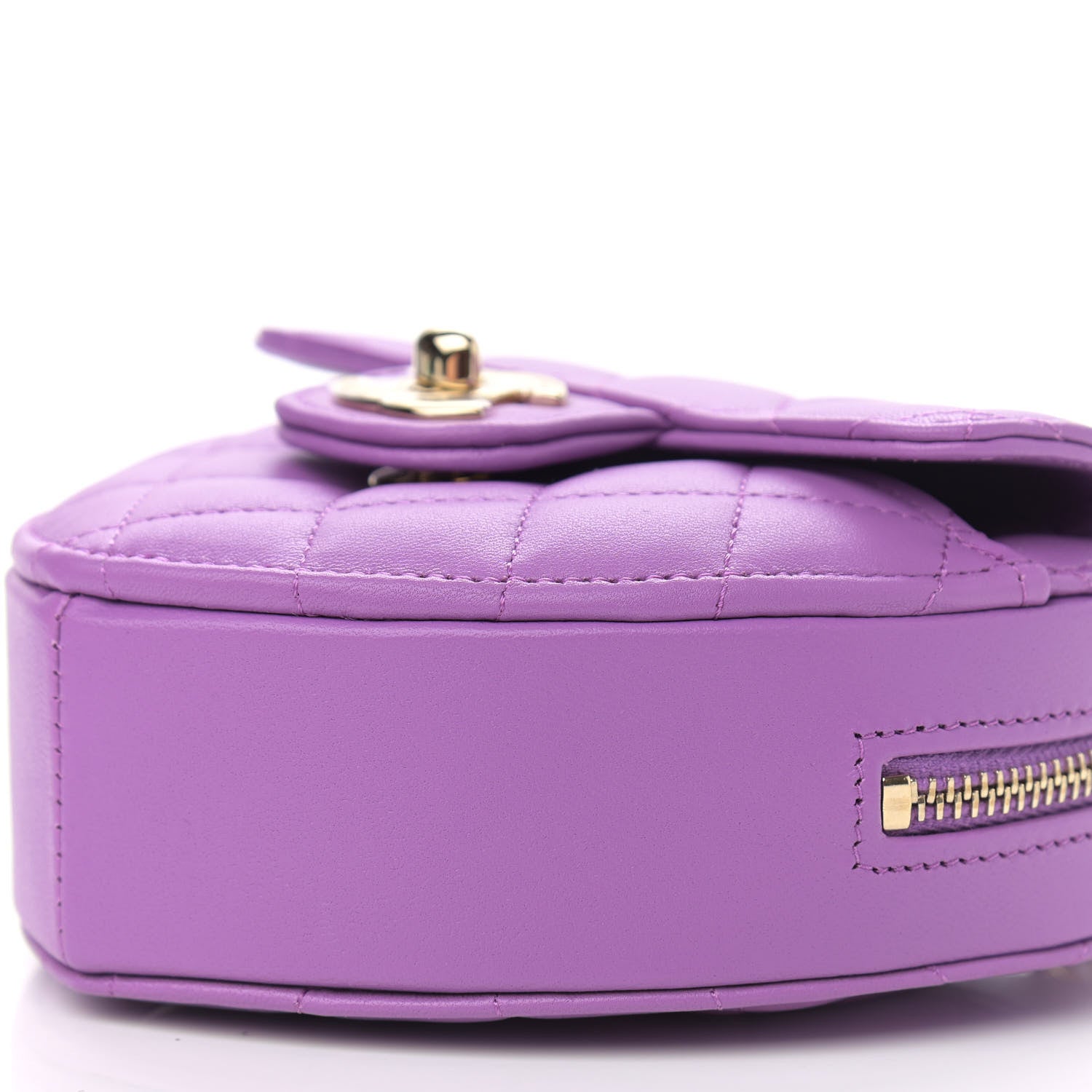 Chanel Lambskin Quilted CC In Love Heart Clutch With Chain Purple 10 of 11