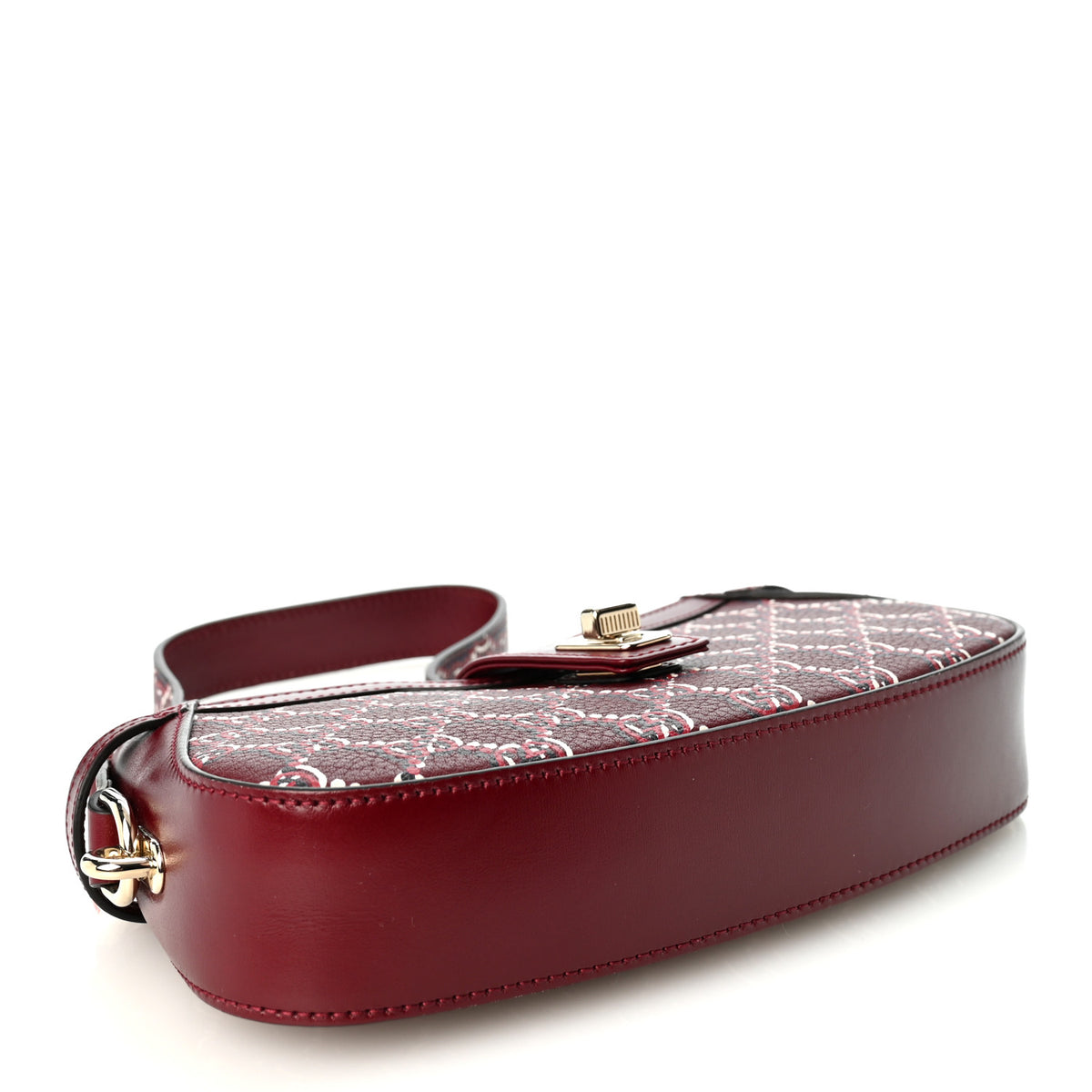 Calfskin Monogram Mini Moon Side Shoulder Bag Rosso Ancora Red