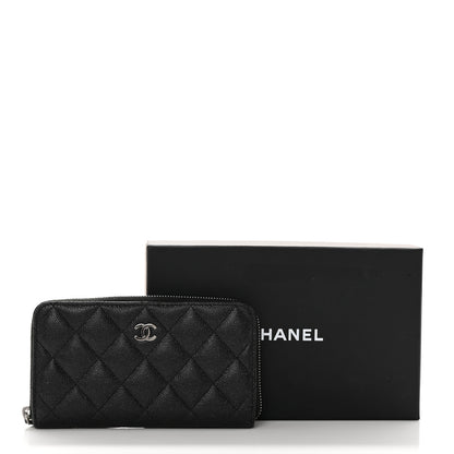 Chanel Iridescent Caviar Quilted Medium Zip Around Wallet Black 9 of 9