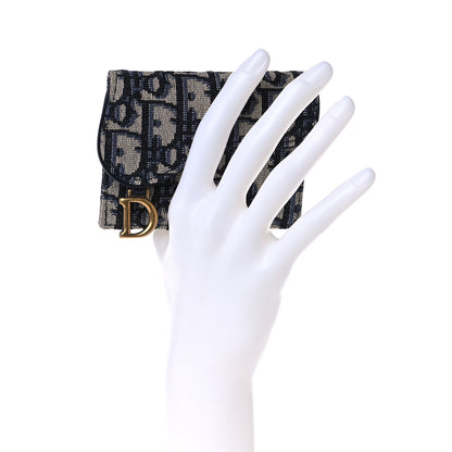 Christian Dior Oblique Saddle Card Holder Blue 2 of 11