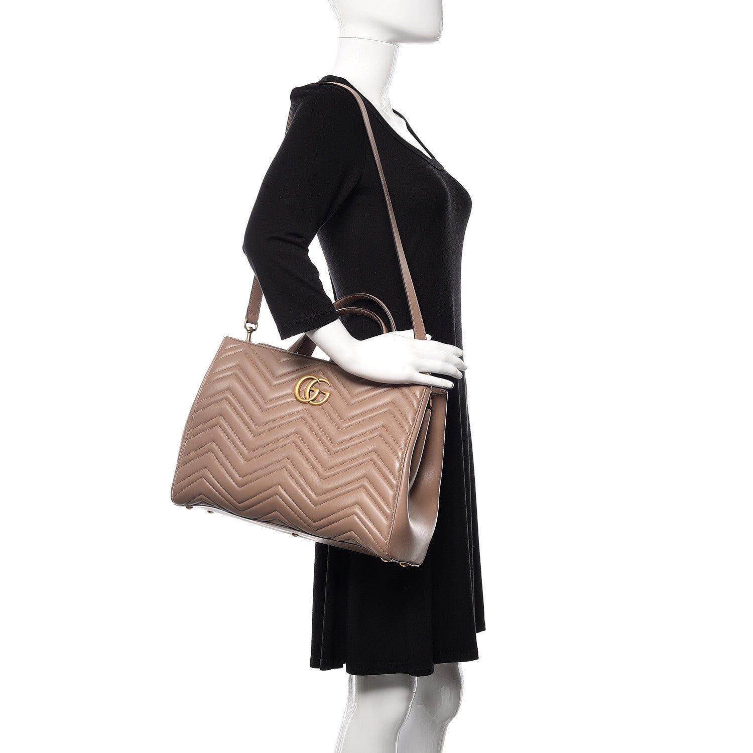 Gucci Calfskin Matelasse Medium GG Marmont Tote Porcelain Rose 2 of 11
