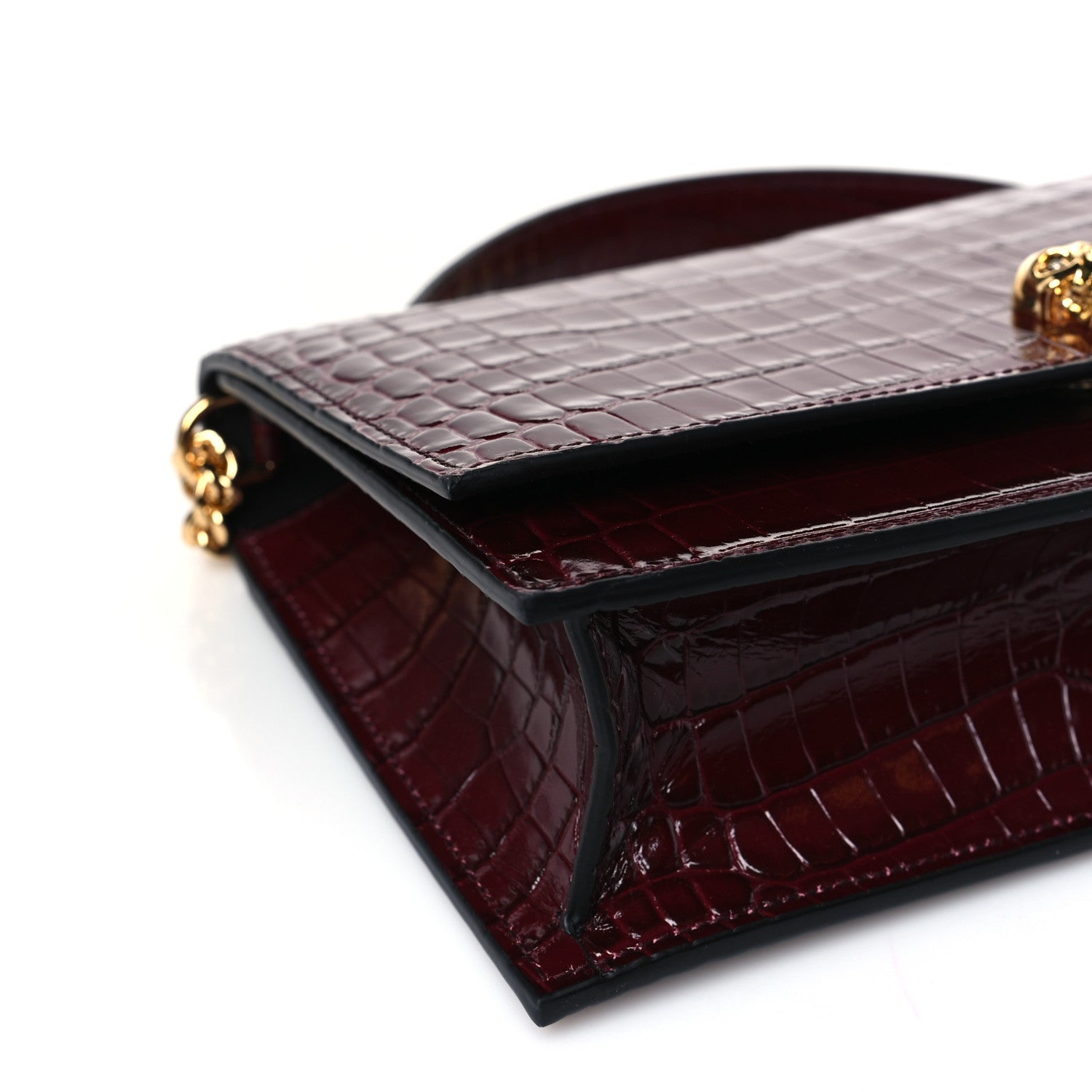 Alexander McQueen Calfskin Crocodile Embossed Skull Medium Shoulder Bag Madder 7 of 9