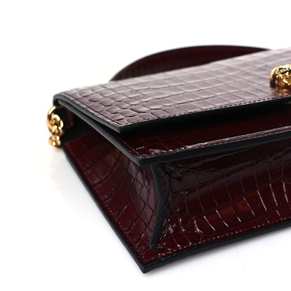 Alexander McQueen Calfskin Crocodile Embossed Skull Medium Shoulder Bag Madder 7 of 9