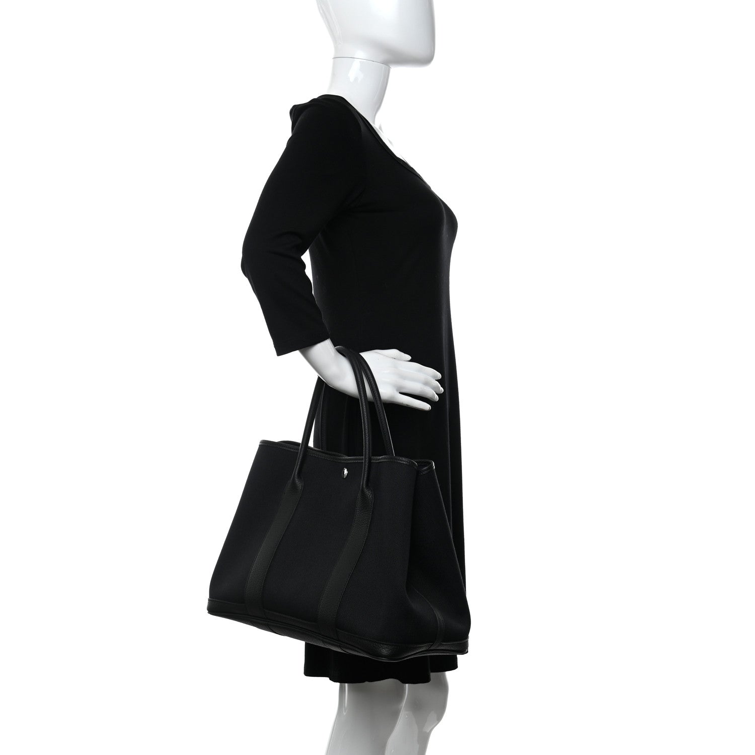Hermes Toile Negonda Garden Party Tote 36 MM Bleu Marine Black 2 of 11