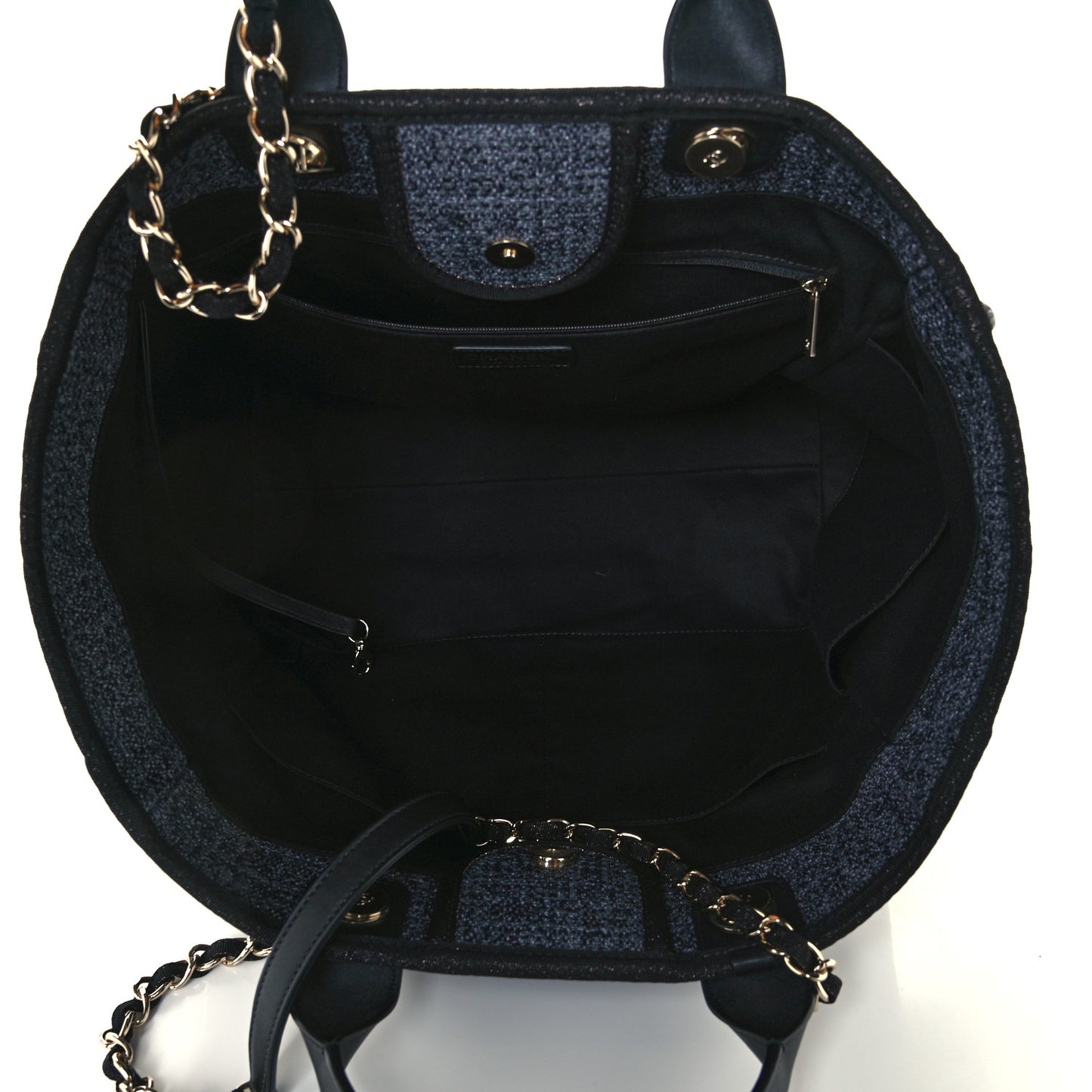 Lurex Boucle Medium Deauville Tote Black