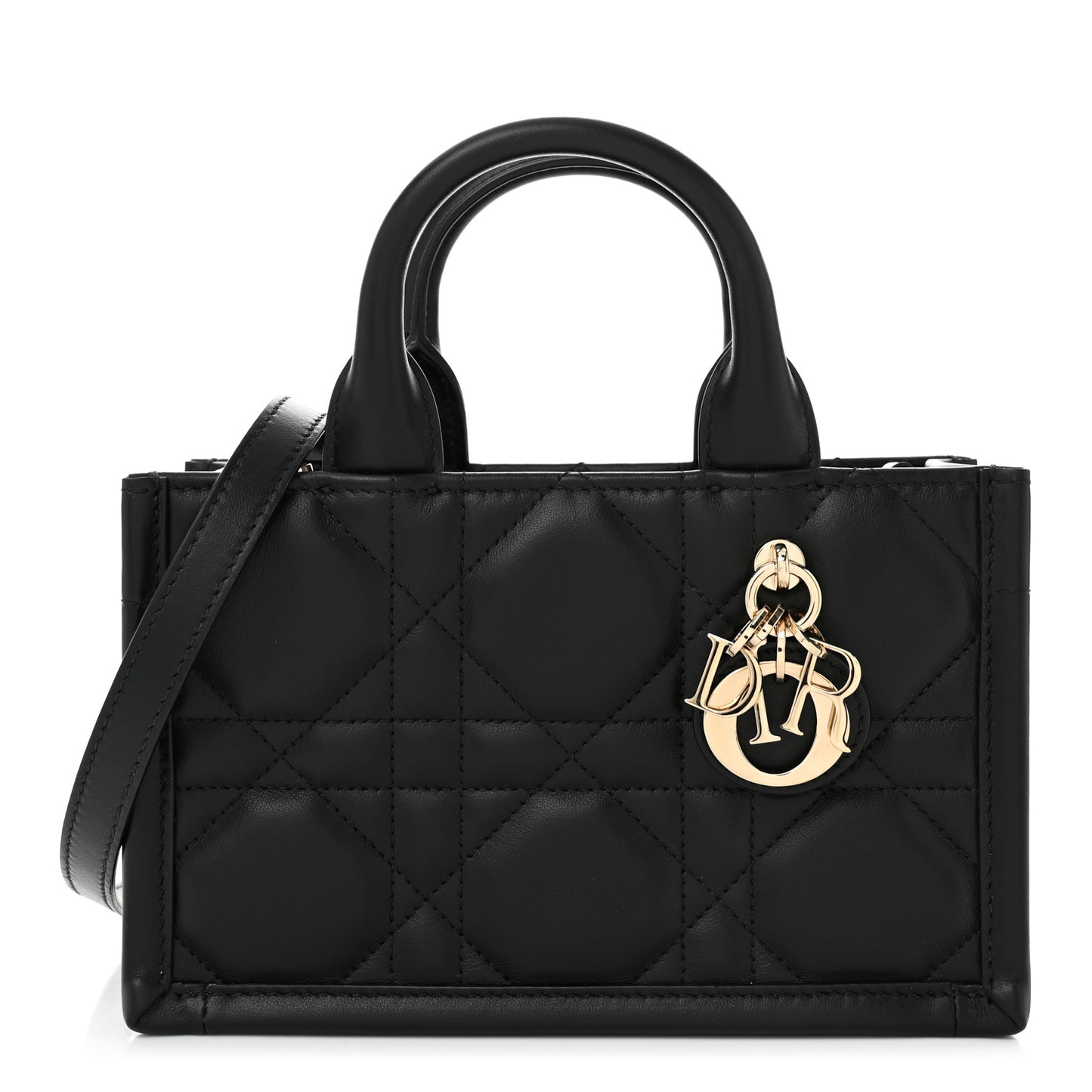 Calfskin Macrocannage Mini Book Tote Black