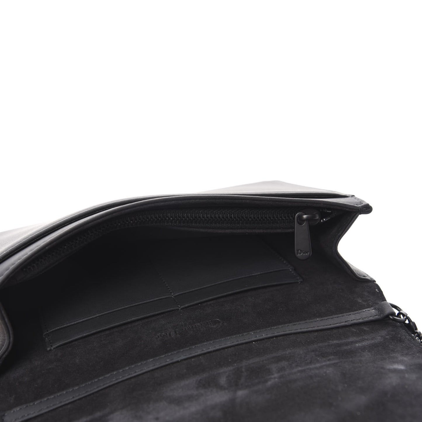 Ultra Matte Calfskin Diorama Wallet on Chain Pouch Black