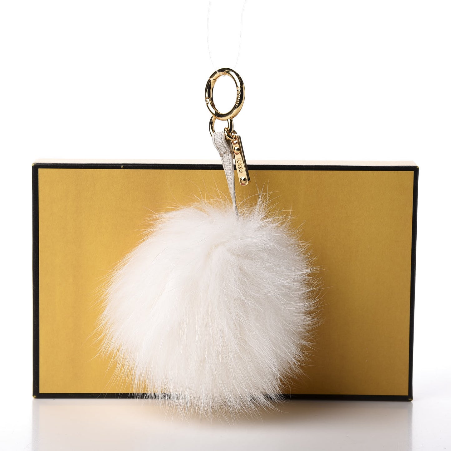 Fox Fur Pom Pom Bag Charm White