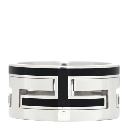 Hermes Sterling Silver Enamel Move H Ring 53 6.25 Black 3 of 4