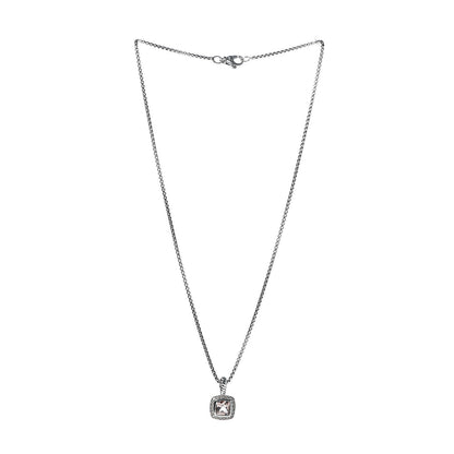 David Yurman Sterling Silver Diamond Morganite 7mm Petite Albion Pendant Necklace 3 of 6