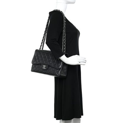 Chanel Caviar Quilted Jumbo Double Flap Black 2 of 12