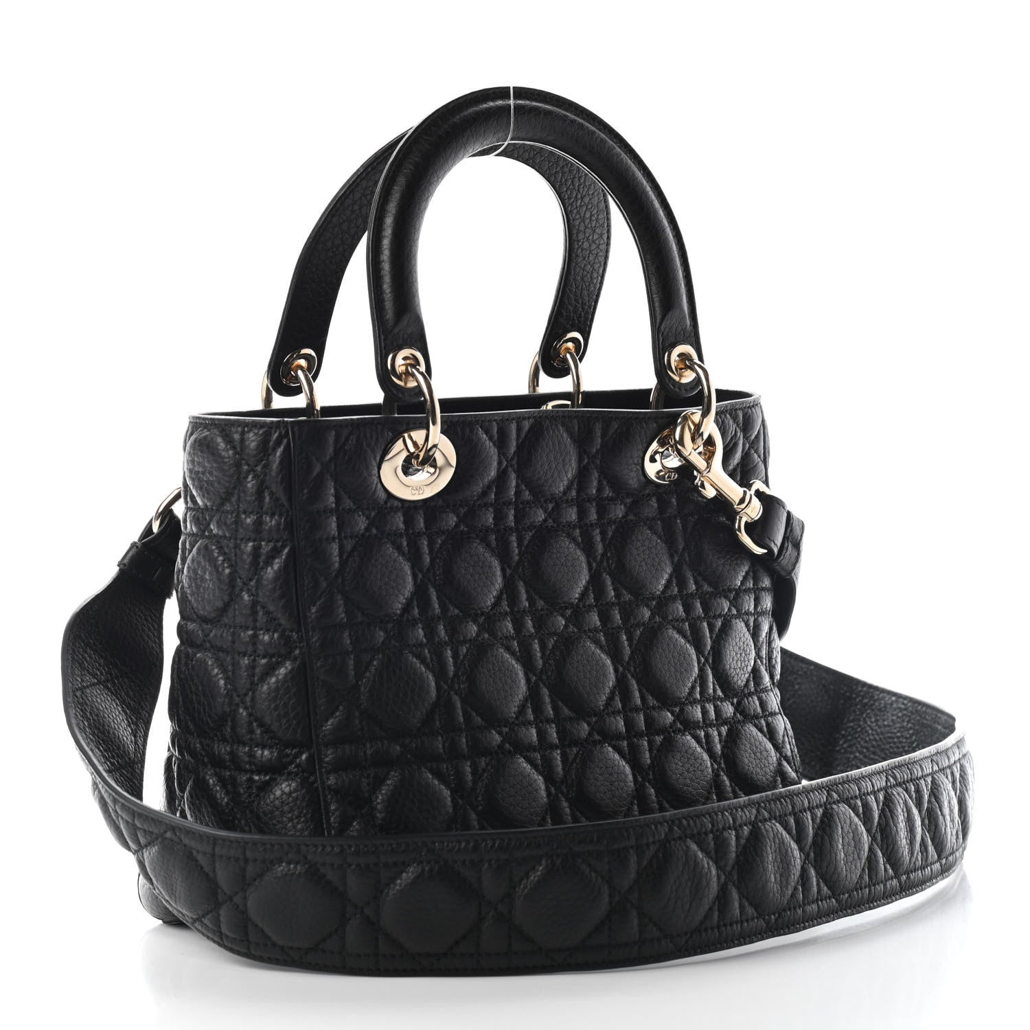 Christian Dior Grained Calfskin Cannage Medium Supple Lady Dior Black 3 of 9